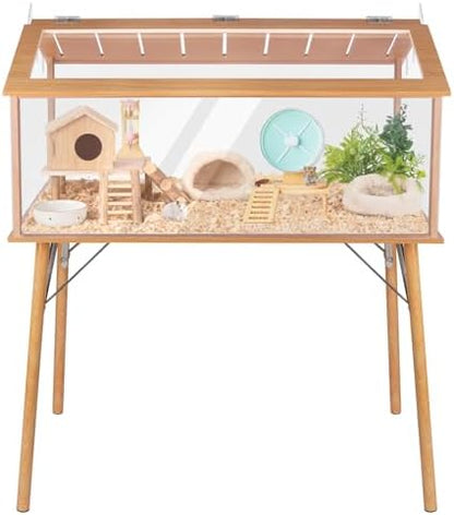 Kalolary Large Wooden Hamster Cage, 40"L x 48"H Hamster House and Habitats
