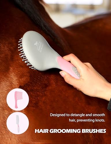 Harrison Howard Horse Grooming Kit, 11-Piece Horse Brush Set with Tote