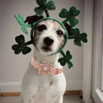 Dog Collar - St. Patrick's Day Dog Collar with Flower for Dogs Flowers Adjustable Dog Collar Girl Pet Gift Dog Collar for Medium Small Large Dogs