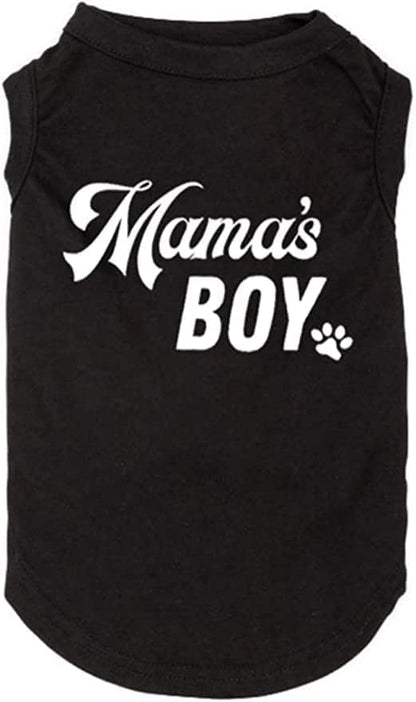 Dog Shirts Letter Printed Vest for Small Large Dogs Slogan Costume Dog Pajamas Puppy Gift Pet Clothes Mama's Boy (X-Small, M-Black)