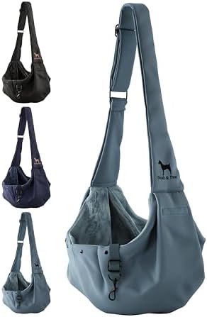 Noah & Paw Dog Sling Carrier for Small Dogs 3-10lb, Dog Sling for Small Dogs and Cats, Dog Carrier with Adjustable Padded Strap, Premium Twill, Lined with Fur, Double Safety Feature, Machine Washable