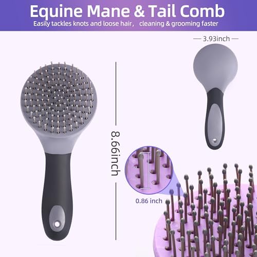 Equine Mane & Tail Combs Horse Brush Shedding Brush Grooming Tool for Horse (Gray)