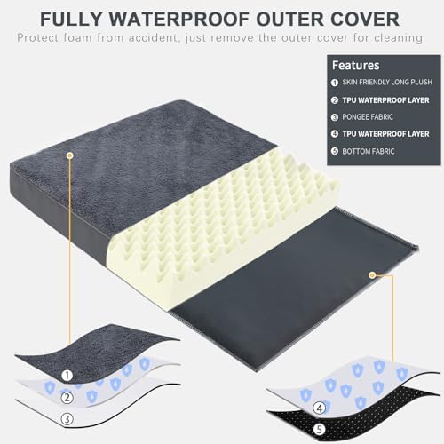 Waterproof Large Size Dog Crate Bed Orthopedic 36x27 Grey