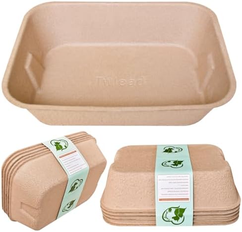 Disposable Cat Litter Box (5-Pack with 1-Towel) Eco Friendly 100% Recycled Paper Cat Tray,16.14 X11.81X3.94 Inch (Brown)