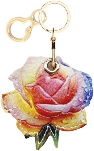 BORKUANA PU Leather Keychain Holder Protective Case Compatible with AirTag