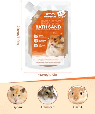 Hamster Bath Sand, 18oz Natural Desert Sand for Gerbil & Syrian Mice, Brown