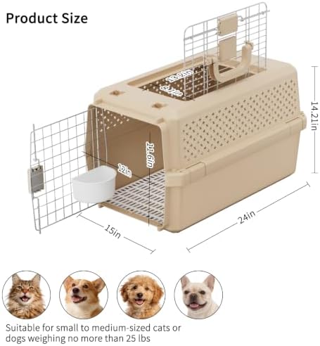 RIZZARI Beige Dog Carrier: Portable Pet Crate for Travel & Home Use