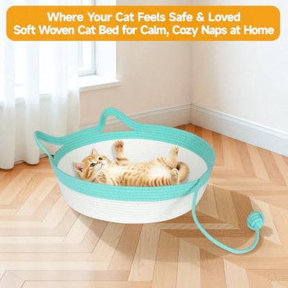 Cotton Rope Cat Bed, Instinct Hand Woven Basket with Rope Tail, Large