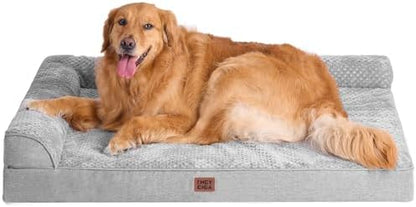 EHEYCIGA Memory Foam Dog Bed, Large Size Orthopedic Dog Bed, Grey