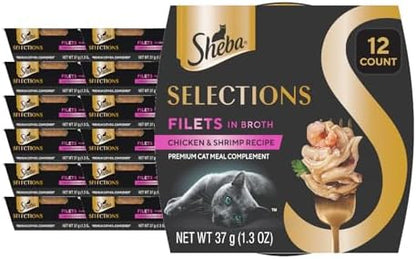 Sheba Selections Wet Cat Food Complement, Chicken & Shrimp, 1.3 oz, 12 ct