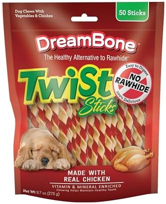 DreamBone Twist Sticks Rawhide-Free Dog Treat, Real Protein, 50 Ct (3 Pack)