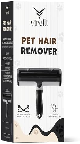Reusable Pet Hair Remover Pro - Dog & Cat Hair Remover for Furniture, Couch, Carpet & Bedding - Professional Lint Roller for Pet Fur & Upholstery (Black)