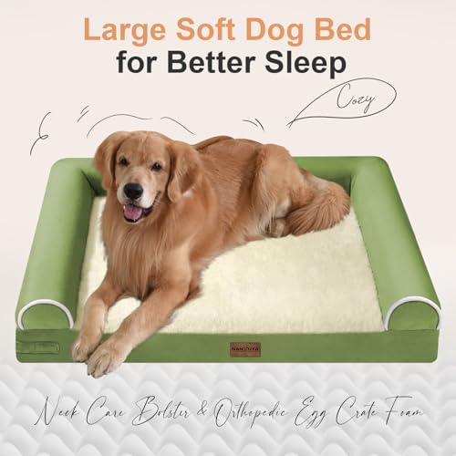 NANUYA Orthopedic Dog Bed for X-Large Dogs, 40 x 32 Inch, Grass Green