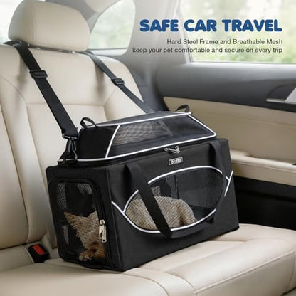 Lekereise Top-Expandable Pet Carrier 18x11x11Inch Delta American United Airline Approved Underseat to 15lbs Stable Car Travel Carriers for Small Dogs Cats with Locking Safety Zippers Anti-Scratch Mesh