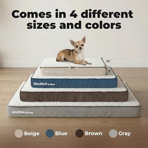 Best Pet Supplies Orthopedic Dog Bed with Memory Foam, Washable Dog Crate Mat for Small, Medium & Large Dogs, Thick Mattress for Crates, Kennels or Floor, Waterproof Pet Bed - Brown, 41 x 29 x 4