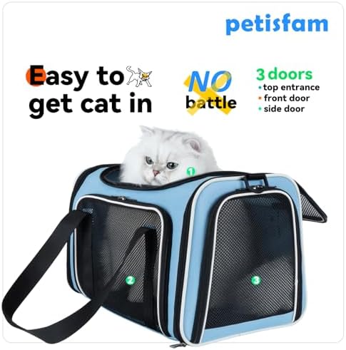 Cats Voluntarily Enter Carrier. Stress-Free Vet Visit, Veterinarian-Approved Design. 360 Mesh Visibility, Long-Term Durability, Car-Safe and Lockable Zips Hug Securely