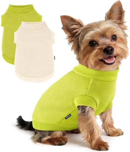 2 Pack Dog Shirt for Small Supplies Functional Waffle Dog Clothes Warm Soft Sweatshirt Outfit for Dogs Cats Pet Apparel