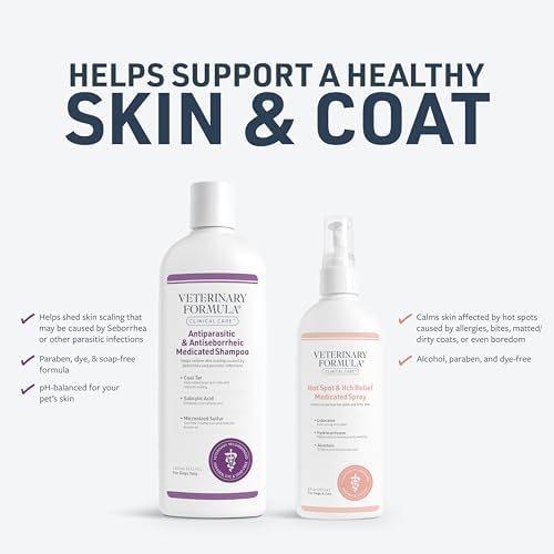 Veterinary Formula Clinical Care Antiparasitic & Antiseborrheic Medicated Dog Shampoo & Clinical Care Hot Spot & Itch Relief Medicated Spray, 8oz