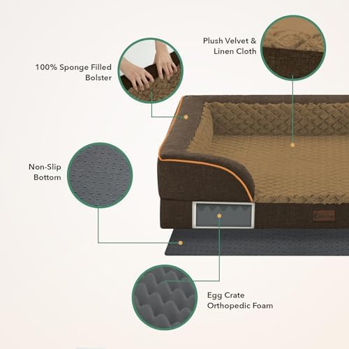 Waterproof Orthopedic Dog Bed for Extra Large Dogs, 48x30in, Brown