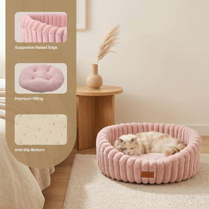 Avont Cat Bed for Indoor Cats, Fluffy Washable with Raised Rim