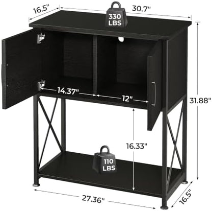 Herture 20-29 Gallon Aquarium Stand Metal Frame Fish Tank Stand with Cabinet Storage, for 20 Gallon Long Aquarium,30.7" L*16.5" W Tabletop,330LBS Capacity Black PG01YGB