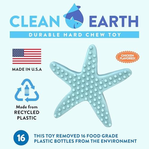 Spunky pup Clean Earth Heavy Duty Dog Chew Toys for Aggressive Chewers - Recycled, Made in USA, Starfish