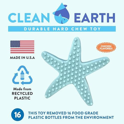 Spunky pup Clean Earth Heavy Duty Dog Chew Toys for Aggressive Chewers - Recycled, Made in USA, Starfish
