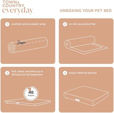 Town & Country Everyday CuddleTown Comfy Solid Bolster Sofa Pet Bed, Supportive & Calming Egg Crate Foam, Non-Slip Bottom, Machine Washable Cover, Grey, Large 35"x25"x8"