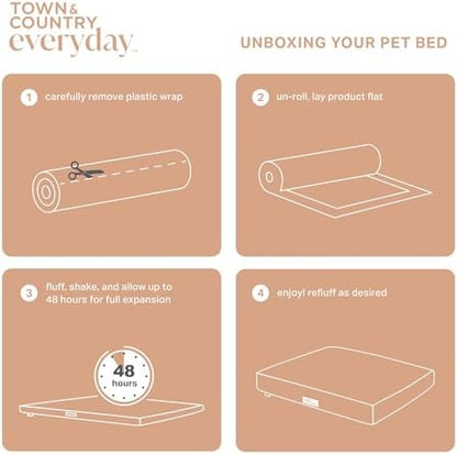 Town & Country Everyday CuddleTown Comfy Solid Bolster Sofa Pet Bed, Supportive & Calming Egg Crate Foam, Non-Slip Bottom, Machine Washable Cover, Grey, Large 35"x25"x8"