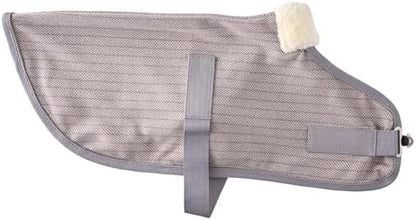 Pet Passion Preston II - The Polar Fleece Coat, Recycled Polar Fleece Warm Dog Jacket for Cold Weather for Small, Medium, Large Dogs, Dove Gray Herringbone, X-Large (55-80 lbs)