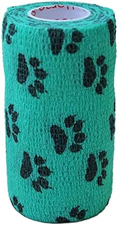 6 Pack Premium Vet Wrap - Self Adhesive Bandage Wrap & Athletic Tape - 4" x 5 Yards Elastic & Self-Sticking Cohesive Bandage for Pets, Sports, Wrists & Ankles - Paw Patterns by Prairie Horse Supply
