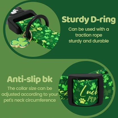 St Patrick's Green Letter Trefoil Dog Collar for X-Small Dogs
