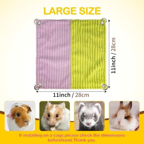 BESNEW Enlarged Guinea Pig Hammock,Bunny Ferret Hamster Small Animal Hammock for Hiding Sleeping,Wooden Guinea Pig Hammock Accessories