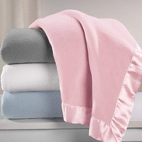 TL Care Fleece Blanket (30" x 40") with Silk-Like Satin Trim, Soft, Warm & Cozy, Gray, for Boys and Girls, Perfect for Baby Carrier, Stroller, Travel and Gifting
