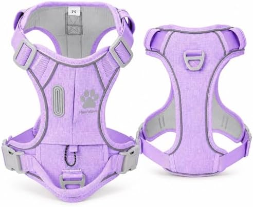 PawWave No Pull Dog Harness with Built-in Hidden AirTag & GPS Tracker Holder, Reflective Adjustable Escape-Proof Vest Harness for Small & Medium Dogs (Purple, XL)