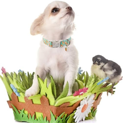 Easter Dog Collar, Lovely Cotton Easter Carrot Adjustable Puppy Collar for Girl Boy Dog, Adorable Carrots Collar for Small Medium & Large Dogs