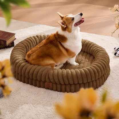 ChiXnuggle Orthopedic Dog Bed, Washable Cover, Faux Fur Bolster Pet Couch