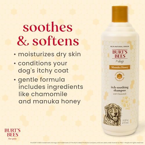 Burt's Bees Manuka Honey Itch Soothing Dog Shampoo, Chamomile, 16 Fl Oz