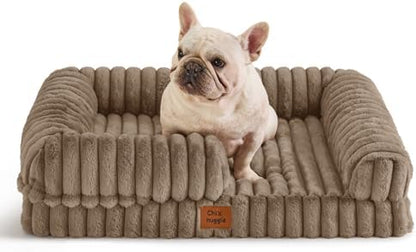 ChiXnuggle Faux Fur Orthopedic Dog Bolster Bed, Waterproof Washable Cover