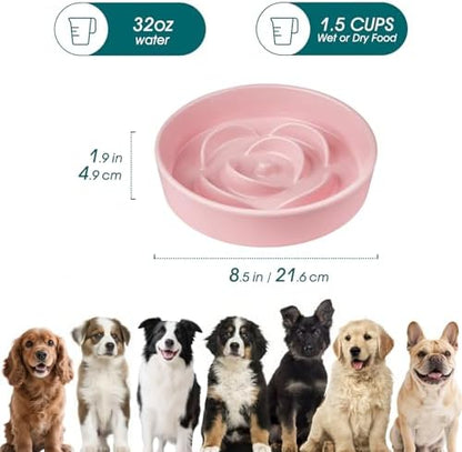 vancasso Ceramic Slow Feeder Dog Bowl, 1.5 Cup Puzzle Dish for Medium Breed