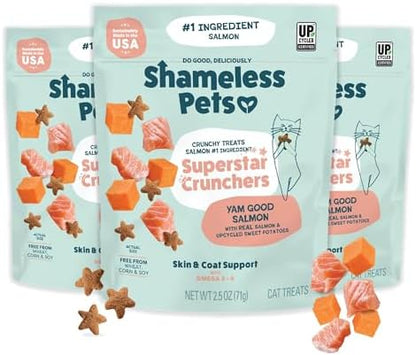 Shameless Pets Crunchy Cat Treats - Yam Good Salmon, 3-Pk