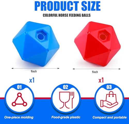 Seenelling 2 Pack Horse Treat Ball, 9" Feeder Toy for Horses, Red Blue