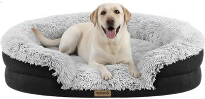 Miorun Fluffy Orthopedic Dog Beds Large Sized Dog, 48" Bolster Sofa Bed