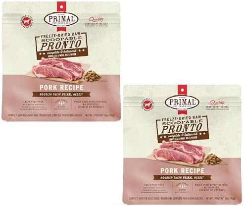 Primal Pronto Mini Nuggets, Freeze Dried Dog Food, Pork, 16 oz (2 Pack)