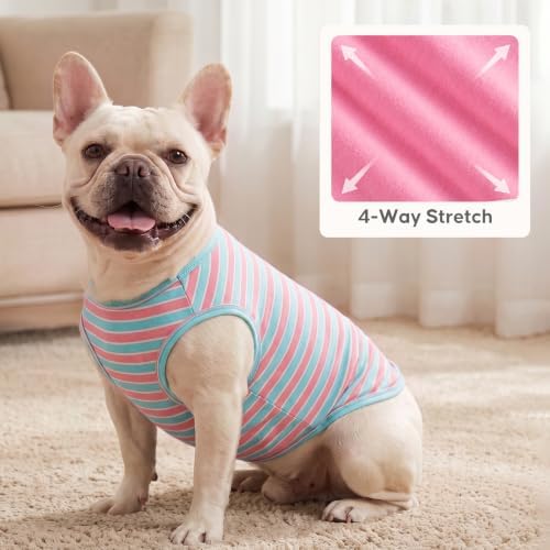 KYEESE 2Pack Cotton Dog Shirt for Small Medium Dogs Soft Striped Tank Top