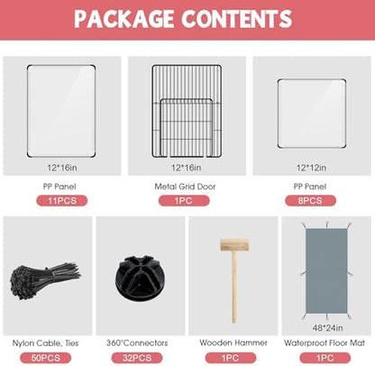 VISCOO 20 Panels Small Animals Playpen, 48"x24"x16" Pet Playpen