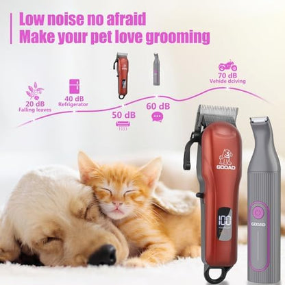 Dog Clippers Grooming Kit with Paw Trimmer for Thick/Matted/Knotted/Hair
