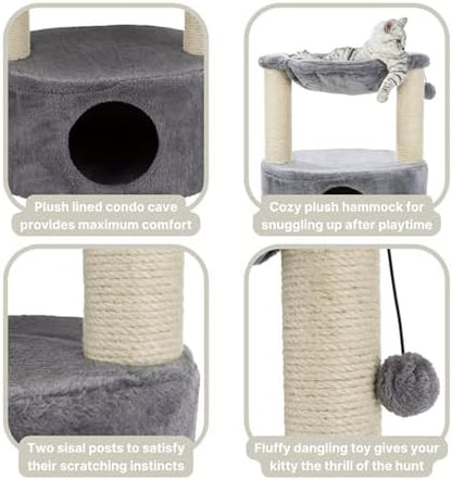 TRIXIE Baza Grande 23.6-in Cat Tree with Condo and Hammock, Gray
