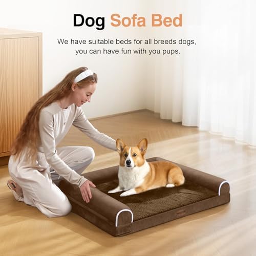NANUYA Orthopedic Dog Bed for Medium Dogs, 28 x 19 Inch, Dark Coffee