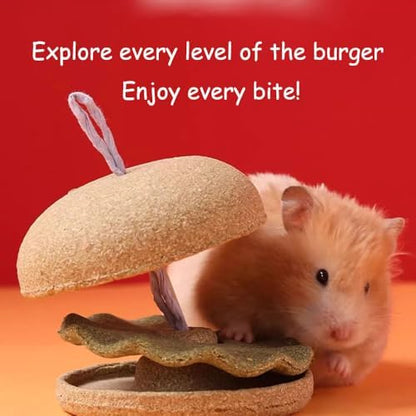 Hamburger-Shaped Hamster Toy Timothy Hay,Bunny Toys, for Pet Rabbits, Guinea Pigs, and Chinchillas